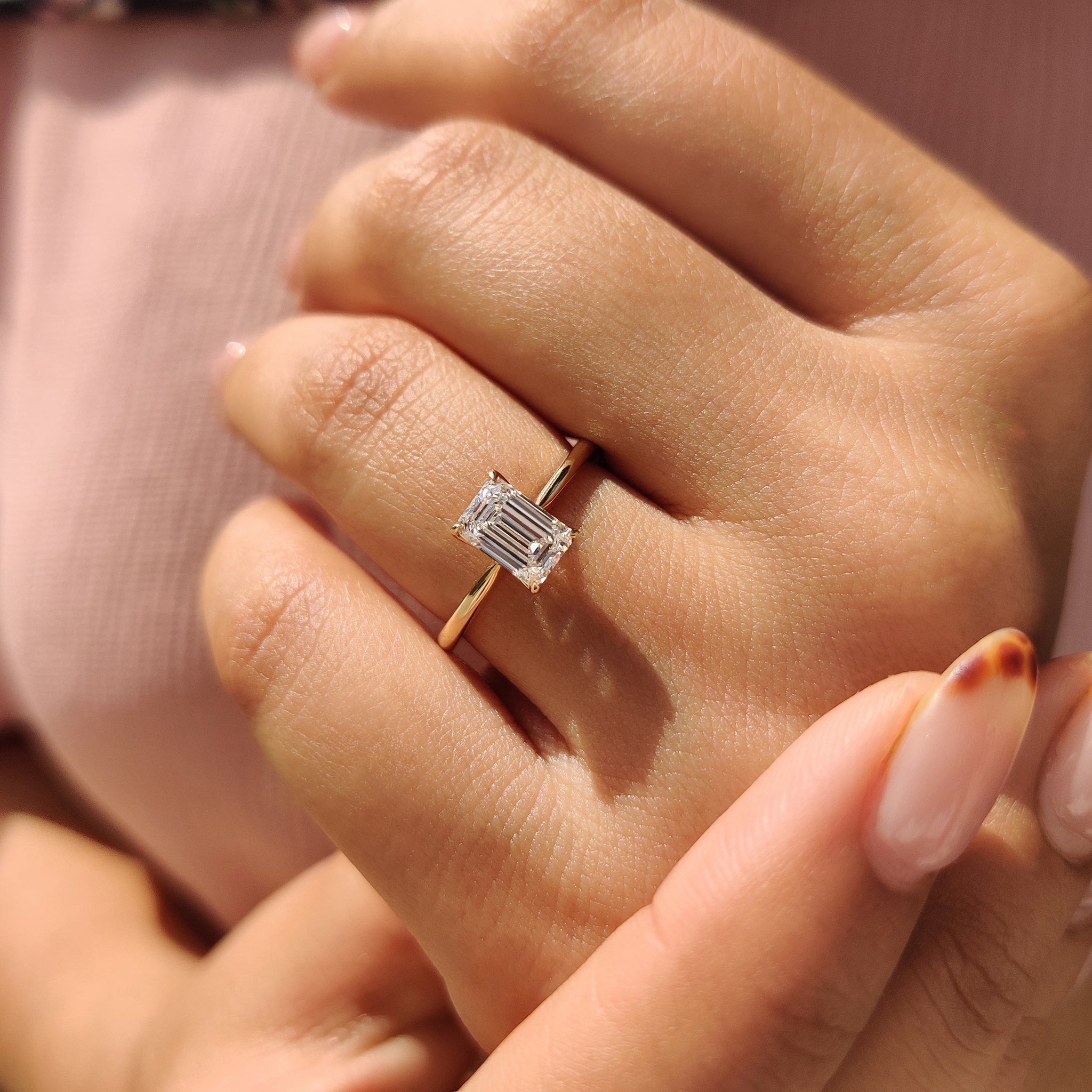 Cushion Hidden Halo Lab Grown Diamond Engagement Ring